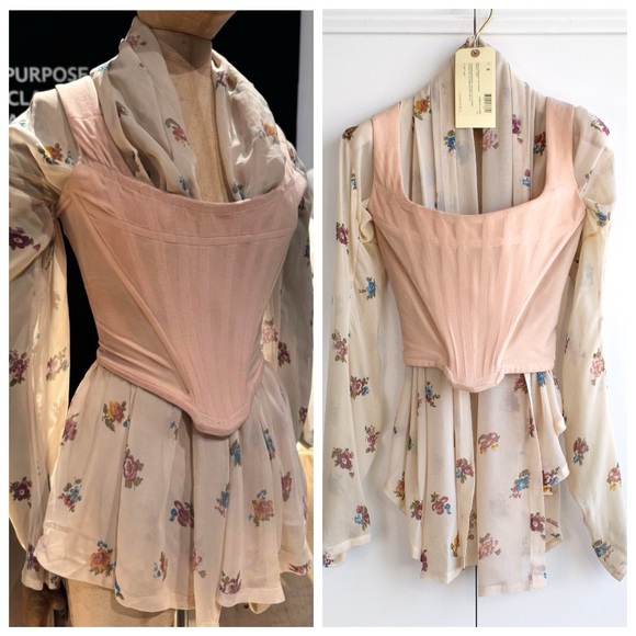 Vivienne Westwood Tops - Vivienne Westwood Personally Owned 1989/1990 Pink Velvet Corset Floral Blouse